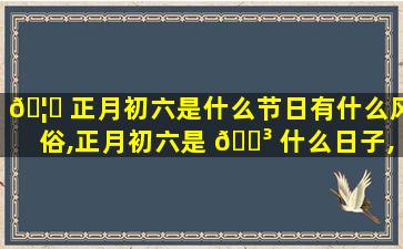 🦁 正月初六是什么节日有什么风俗,正月初六是 🐳 什么日子,该做些什么